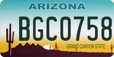 AZ license plate BGC0758