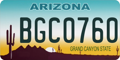 AZ license plate BGC0760