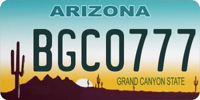 AZ license plate BGC0777