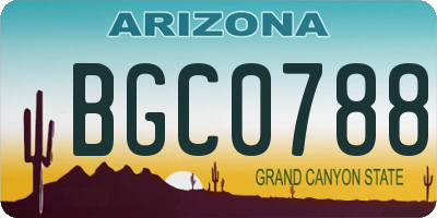 AZ license plate BGC0788