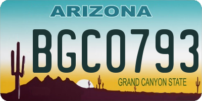 AZ license plate BGC0793