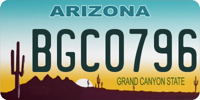AZ license plate BGC0796