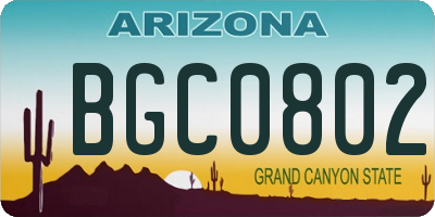 AZ license plate BGC0802