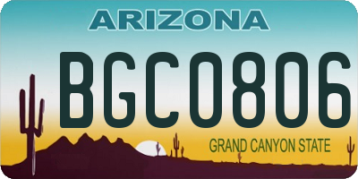 AZ license plate BGC0806