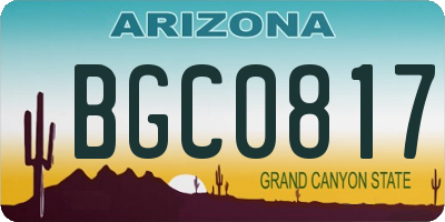 AZ license plate BGC0817