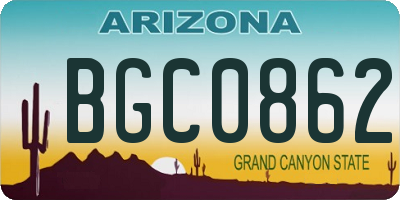 AZ license plate BGC0862