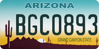 AZ license plate BGC0893