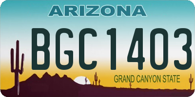 AZ license plate BGC1403