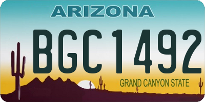 AZ license plate BGC1492