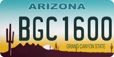 AZ license plate BGC1600