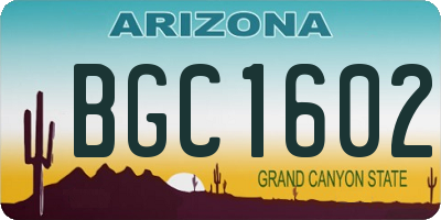 AZ license plate BGC1602