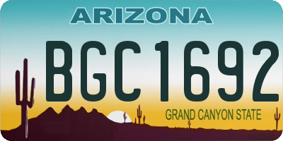 AZ license plate BGC1692