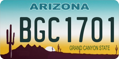 AZ license plate BGC1701