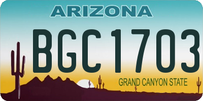 AZ license plate BGC1703