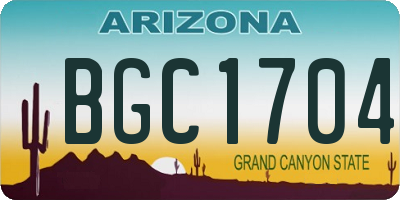 AZ license plate BGC1704
