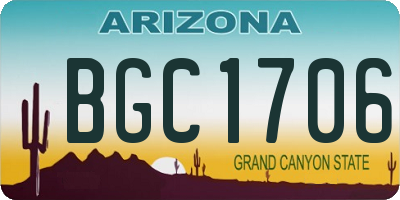 AZ license plate BGC1706