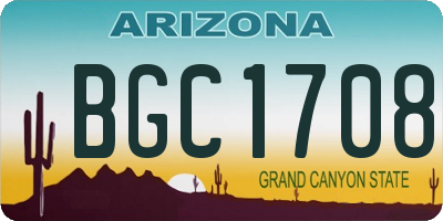 AZ license plate BGC1708