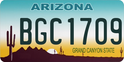 AZ license plate BGC1709