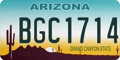 AZ license plate BGC1714
