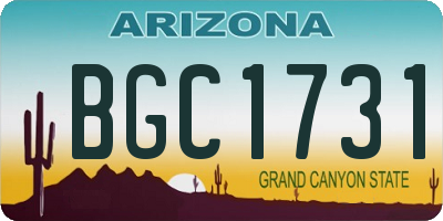AZ license plate BGC1731