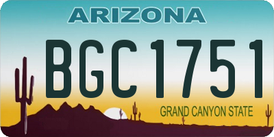 AZ license plate BGC1751