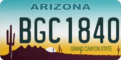 AZ license plate BGC1840