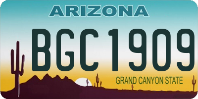 AZ license plate BGC1909