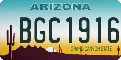 AZ license plate BGC1916