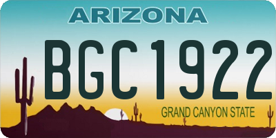AZ license plate BGC1922