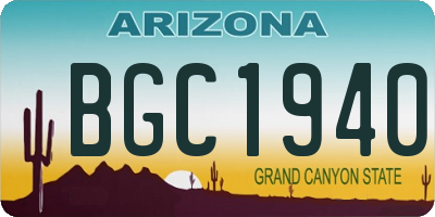 AZ license plate BGC1940