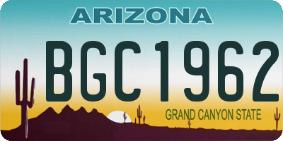 AZ license plate BGC1962