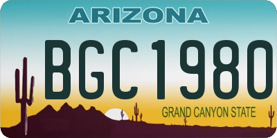 AZ license plate BGC1980