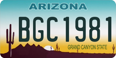 AZ license plate BGC1981