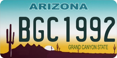 AZ license plate BGC1992
