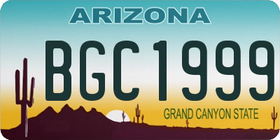 AZ license plate BGC1999