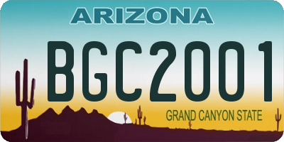 AZ license plate BGC2001