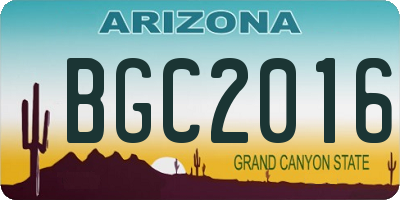 AZ license plate BGC2016