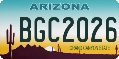 AZ license plate BGC2026