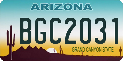 AZ license plate BGC2031