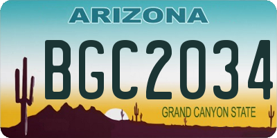 AZ license plate BGC2034
