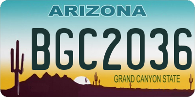 AZ license plate BGC2036