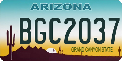 AZ license plate BGC2037