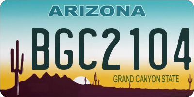 AZ license plate BGC2104