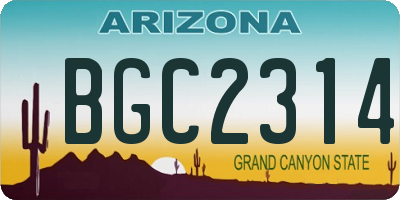 AZ license plate BGC2314