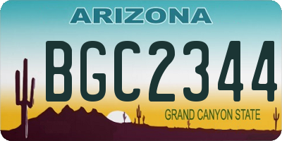 AZ license plate BGC2344