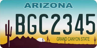 AZ license plate BGC2345