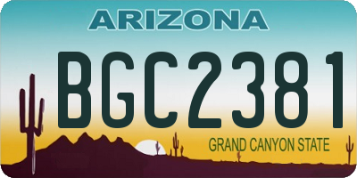 AZ license plate BGC2381