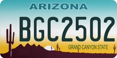 AZ license plate BGC2502