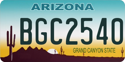AZ license plate BGC2540