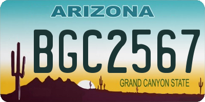 AZ license plate BGC2567